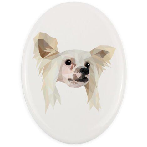Chinese Crested - un piatto con una foto e un'iscrizione geometrica di Art-Dog