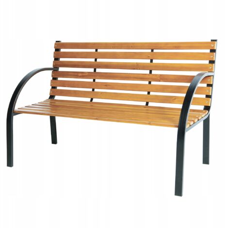 Panchina Da Giardino Estink - Legno E Ferro Battuto, Schienale In PVC, 122x51x73 Cm, Per Esterni - Foto 2