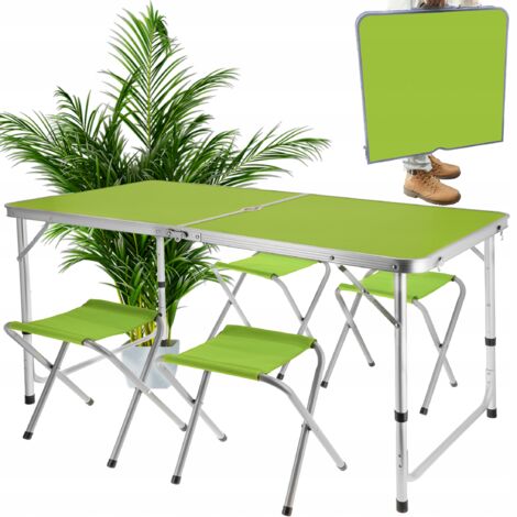 Set Tavolo E 4 Sedie Pieghevoli Da Campeggio - Regolabile In Altezza Per Esterno - Foto 12