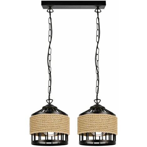 Lampada A Sospensione Marismo 6 Luci Vintage Nera Con Cavi Regolabili E Paralumi In Rete 130 Cm 86233476 - Foto 13