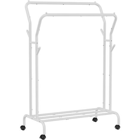 Appendiabiti Mobile Con Ruote FAVOOSTY - Guardaroba Regolabile In Metallo, 161x89x39cm, Bianco - Foto 9