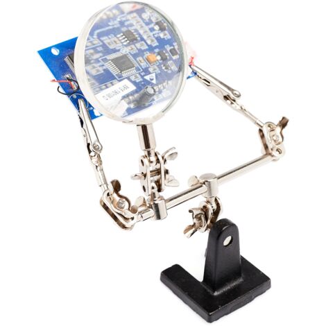 Terza Mano Per Saldatura VONROC - Con Lente D'Ingrandimento 3x, 2 Bracci Regolabili