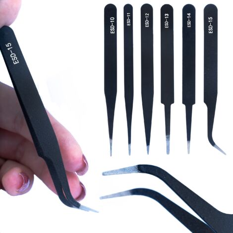 10 Pinzette Di Precisione ESD, Antistatiche, In Acciaio Inossidabile Per Tutti I Tipi Di Riparazioni 90679892 - Foto 7