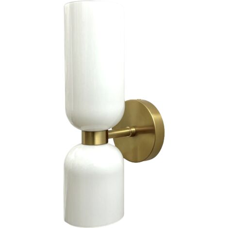 Applique Zera A Parete Bianca In Metallo E Vetro, Luce Up & Down Con Attacco E27, Perfetta Per Interni (lampadina Non Inclusa)