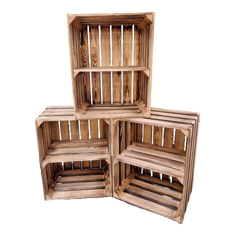 Cassetta in legno 50x40x30 cm – Ripiano corto – Legno di pino piallato non verniciato – Finitura naturale cotto al fuoco (1/2)