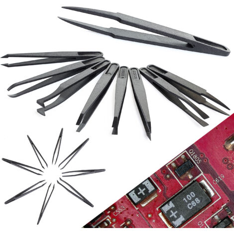 Pinze Chirurgiche Set Di 10 Pinzette Di Precisione, Antistatiche In Acciaio Pinze Modellismo