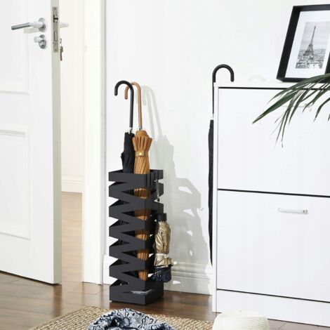 King Home PORTAOMBRELLI TONDO NERO BUTTERFLIES In Metallo Verniciato 18x46h Cm 88944182