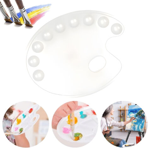 Tavolozza In Legno Per Pittura - Formato Ovale 25x30cm Con Foro Per Pollice Per Colori A Olio E Acrilici - Foto 3