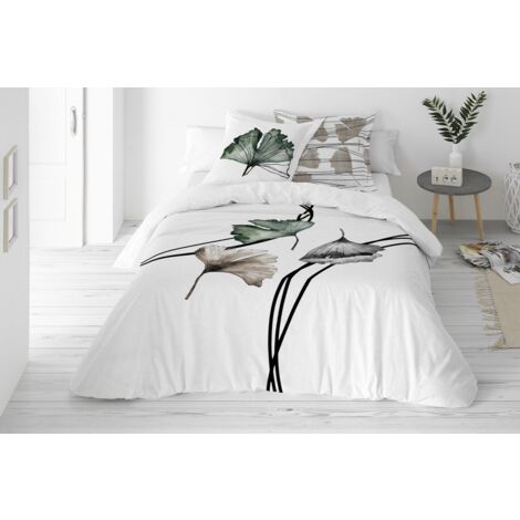 Biancheria Da Letto In Flanella 135x200 Cm – 100% Cotone, Verde Menta A Righe Con Federa 80x80 Cm