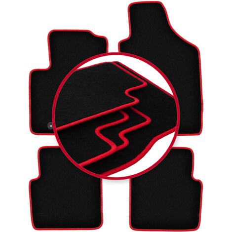 Tappetini Fiat 500 F L R | Serie 4 Pezzi Neri Bordino Rosso