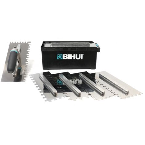 Set de Lame dentate BIHUI - Set de 6 Pettini per piastrelle de 280x115mm - Pallets de Cazzuole per colla in acciaio inox -- Misure de 6,8,10,12,10x20mm.