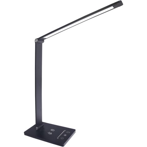 Nogy Lampada Da Tavolo Con Caricabatterie Wireless E Orologio | LED 3 Colori, Luminosità Regolabile, Porta USB | Moderna Per Scrivania Ufficio