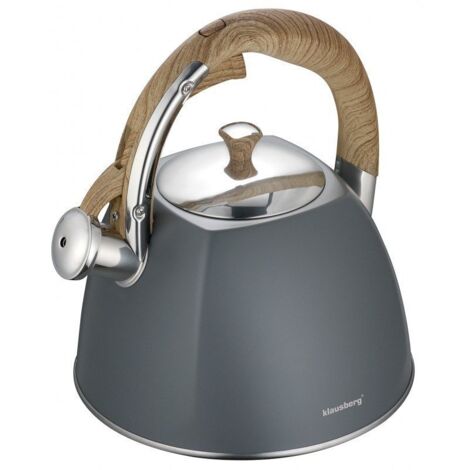 Bollitore A Fischio KLAUSBERG KB-7479 Da 3 Litri - Acciaio Inox, Adatto A Induzione, Manico Silicone