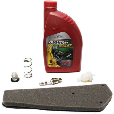 Olio per scooter 4T 10W40 Qualitium 1L JASO MA2 + Filtri + Candela GY6 Service (1/5)