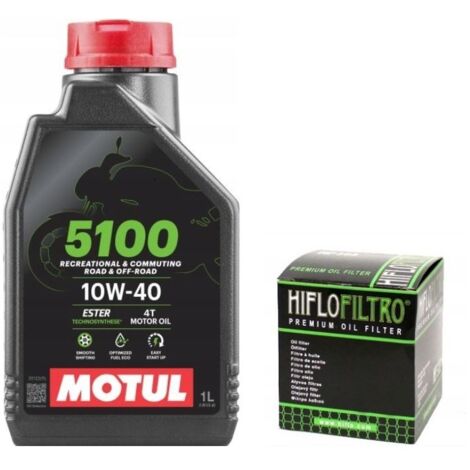 Olio Motul 5100 10W40 1L + Filtro Olio Hiflo HF207 4T Ma2 Kxf Rmz 450 250 (1/4)