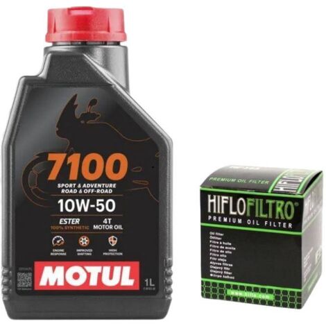 Olio MOTUL 7100 10W50 1L + Filtro HIFLO HF652 Ktm Excf Sxf 250 450 HUsq Fe Fc (1/3)