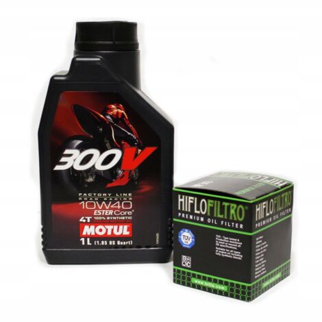 Olio MOTUL 300V 10W40 1L + Filtro Hiflo HF207 Rmz Kxf Kx F 250 450 Kawasaki (1/5)