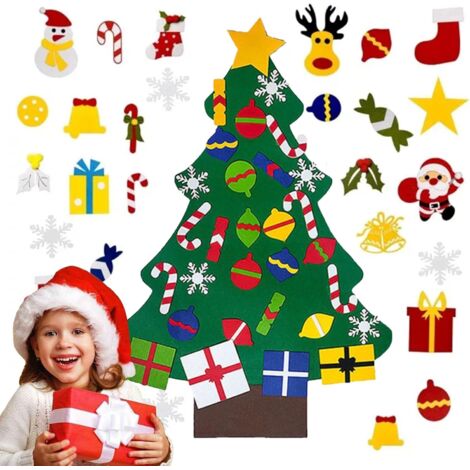 Albero di Natale con ornamenti in feltro rimovibili, decorazione natalizia fai da te (1/5)