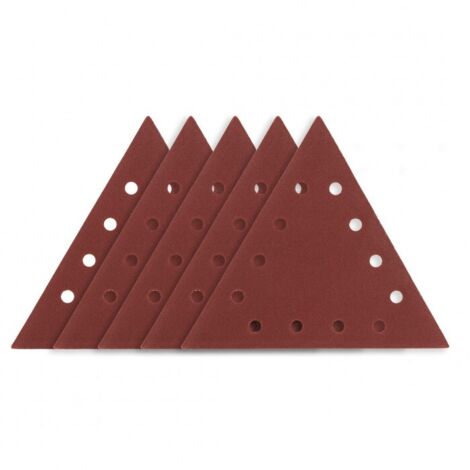 Carta vetrata K120 con velcro, triangolare con 12 fori, 5 pezzi per levigatrice 59G264 (1/5)