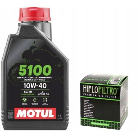 Olio Motul 5100 10W40 1L + Filtro Olio Hiflo HF204 4T Honda Kawasaki Yamaha (1/3)