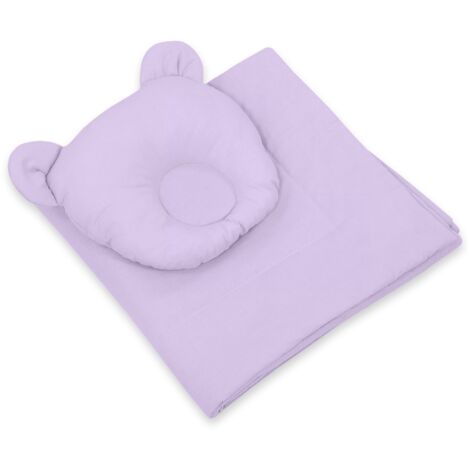 Biancheria da letto per neonati con imbottitura, trapunta e cuscino a forma di orsetto - set da 2 pezzi - viola (1/4)