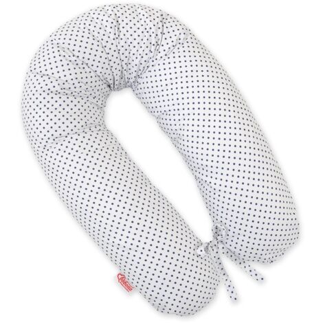 Cuscino per la gravidanza più lungo per donne incinte con fodera rimovibile - Pois blu navy (1/5)