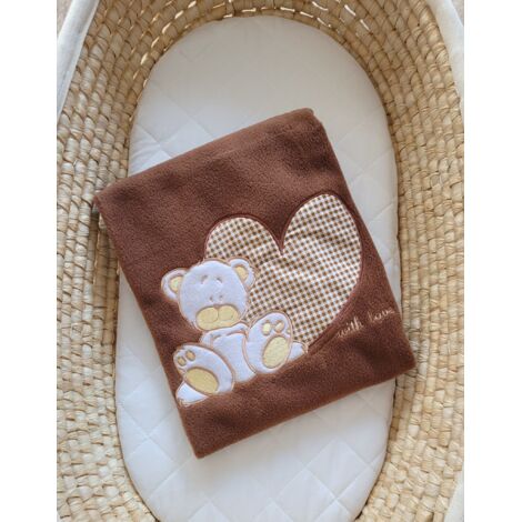 Coperta in pile per neonati - Milo - Orsetto con cuore, marrone (1/3)