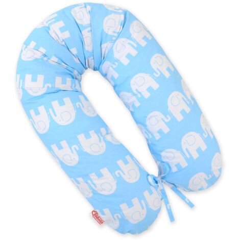 Cuscino per la gravidanza più lungo per le donne incinte + fodera rimovibile - Elefanti blu (1/5)