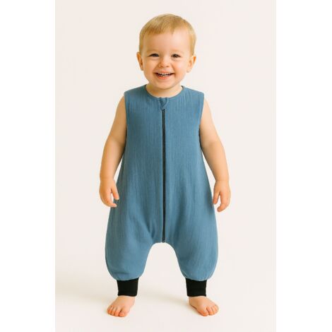 Sacco a pelo in mussola per bambini con gambe XL 2-4 anni estate TOG 1.0 - blu sporco (1/5)
