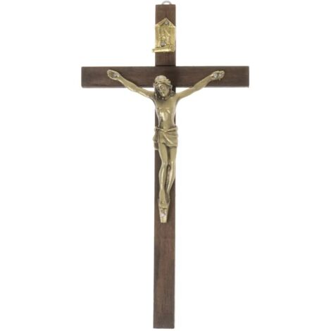 Croce sospesa in legno, marrone, 23 x 12 cm (1/3)