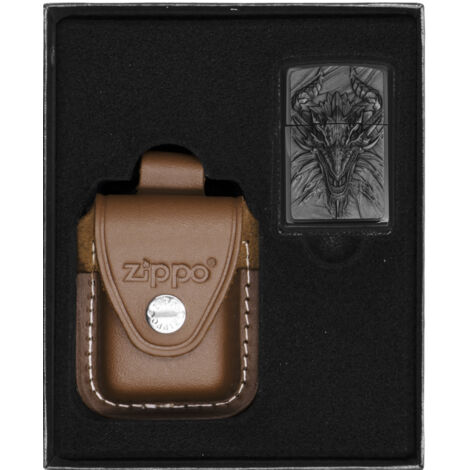 Zippo Hydra Dragon Design - Accendino A Benzina Ricaricabile, Antivento, Made In USA, Regular, Confezione Regalo, Multicolor Verde Panna - 2