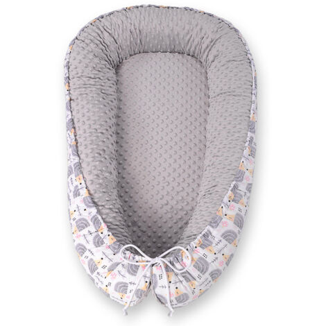 Coccolone per neonati, bifacciale, box, fasciatoio, Premium, BOBONO minky - ricci grigi (1/5)