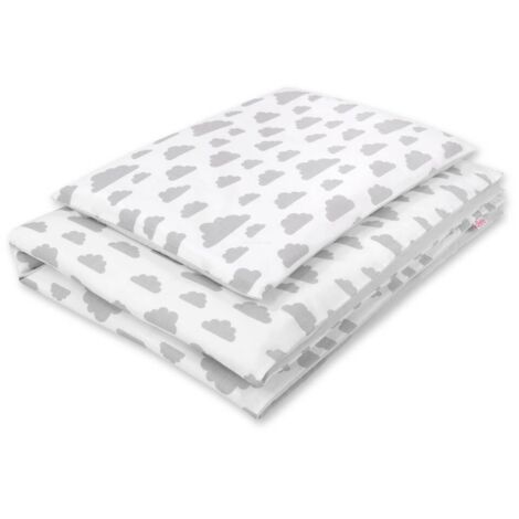 Set di biancheria da letto per bambini in cotone double-face, 2 pezzi - grigio/nuvole grigie