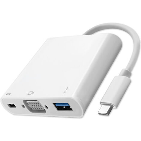 Adattatore Hub Qoltec USB-C 3.1 3 in 1  USB 3.0  VGA  USB-C 3.1 PD 92 W (1/5)