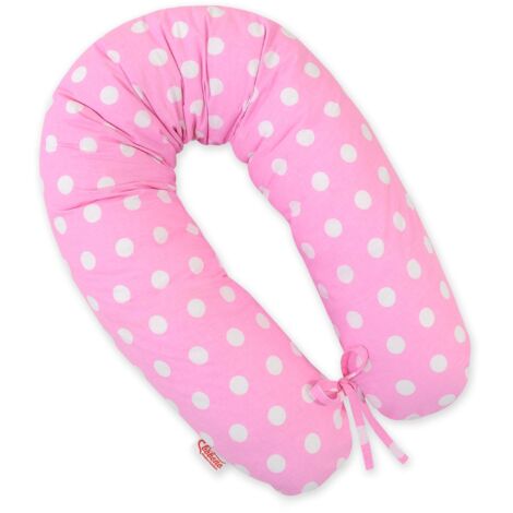 Cuscino per la gravidanza più lungo per donne incinte con fodera rimovibile - Pois su rosa (1/5)