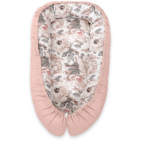 Coccolone per neonati, double-face, box, fasciatoio, Premium BOBONO - Rose seppia/rosa sporco (1/4)