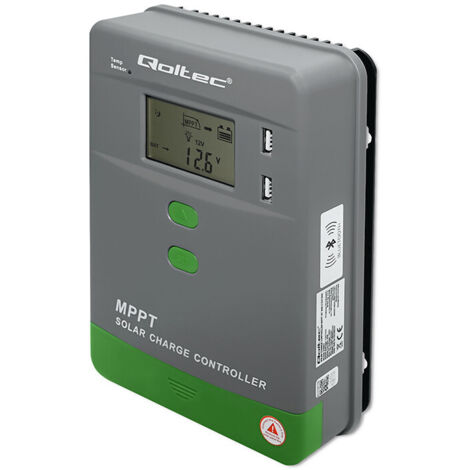 Regolatore di carica solare Qoltec MPPT 30A/12V/24V Grigio/Verde [AZQOLUAY0053662] (1/5)