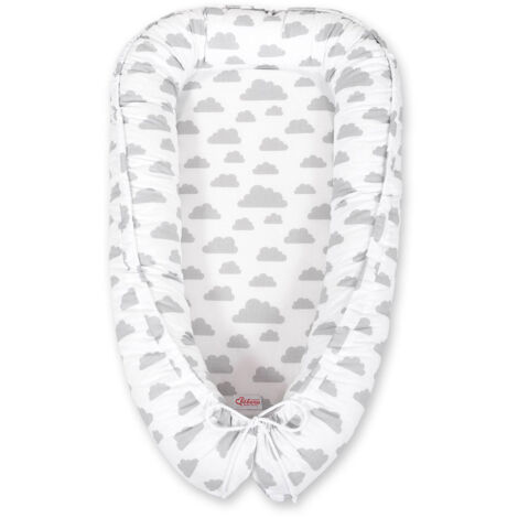 Coccolone per neonati, double-face, box, fasciatoio, Premium BOBONO - nuvole grigie (1/4)