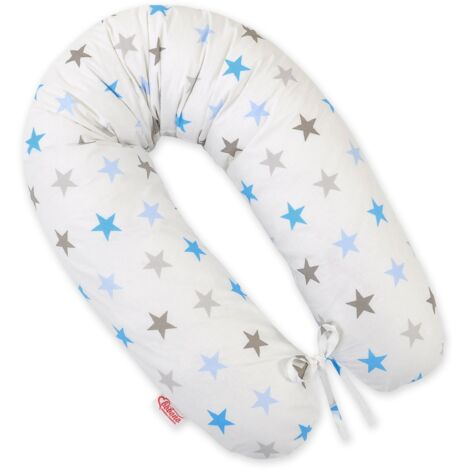 Cuscino per la gravidanza più lungo per donne incinte che vogliono dormire + fodera rimovibile - Stelle grigie e blu (1/5)