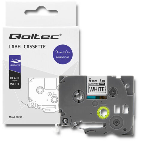 Nastro Qoltec per BROTHER TZe-221  9 mm x 8 m  Stampa bianco/nero (1/5)