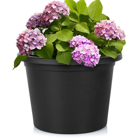 Vaso da giardino in plastica, nero, rotondo, 34 cm (1/5)