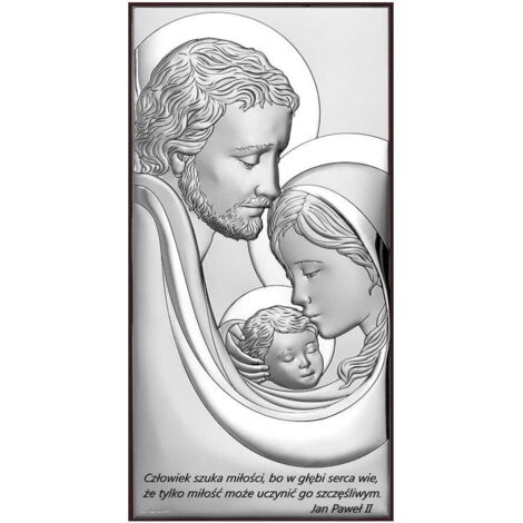 Quadro in argento con la Sacra Famiglia "l'uomo cerca l'amore..." 6650S 7 x 14 cm (1/5)
