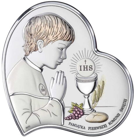 Quadro in argento per bambino come ricordo della sua prima Comunione DS03-CO 14 x 14 cm (1/5)