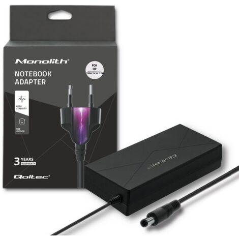 Adattatore di alimentazione per laptop Qoltec HP 150W 19,5V 7,7A 7,45,0+pin +cavo di alimentazione (1/5)