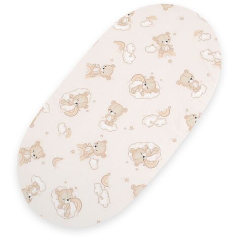 Lenzuolo in cotone per culla Boho gondola passeggino 75x35 cm - orsacchiotto beige con arcobaleno