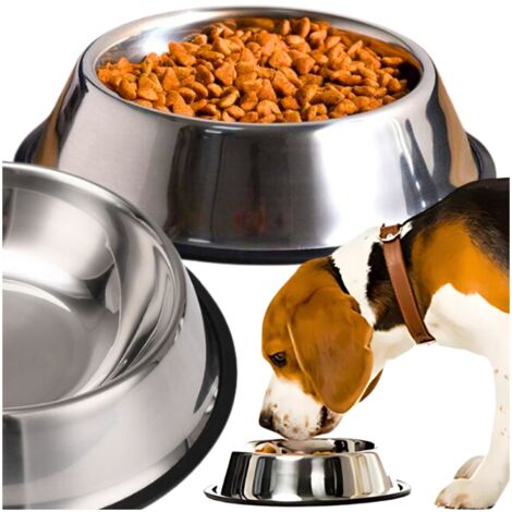 Ciotola in metallo PetJet per cani e gatti, per cibo e acqua, antiscivolo, 350 ml
