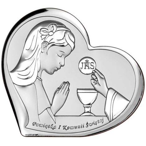 Quadro in argento con incisione in occasione della Prima Comunione per una bambina 6517A 11,5 x 10 cm (1/5)