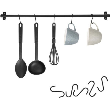Binario da cucina in metallo nero RADKA per utensili e asciugamani, 78 cm (1/5)