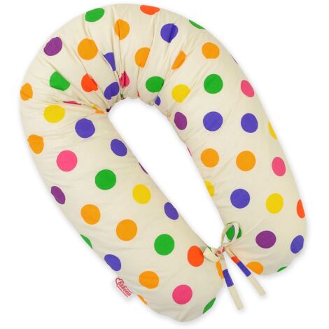Cuscino per la gravidanza più lungo per le donne incinte che vogliono dormire + fodera rimovibile - Pois colorati (1/5)