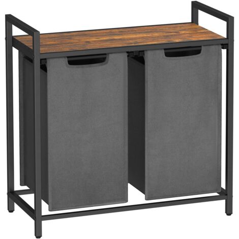 Cesto portabiancheria grigio per la separazione in bagno 73x33x72 (1/5)